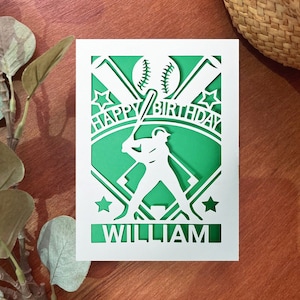 honkbal verjaardagskaart svg, feestvarken cricut, Card Template SVG, Card Cut File, instant Digital Download