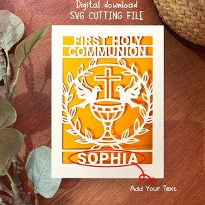 Première carte de Sainte Communion SVG, carte de Communion personnalisée SVG, fichier de coupe SVG,, carte de téléchargement numérique