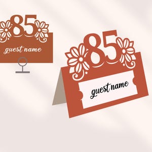 Cartão de aniversário de 85 anos svg, cartão de nome de 85 anos SVG, modelo de nome SVG, download digital instantâneo