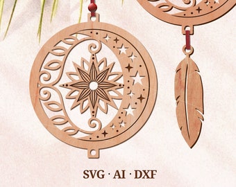 Moon and Sun Suncatcher svg, Repurposing DVD,CD, Hanging Art Svg, Digital download