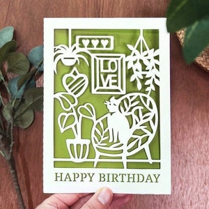Carte d'anniversaire svg, svg chat amour, svg fichiers Cricut, téléchargement numérique instantané