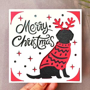 Tarjeta de Navidad para perros svg, tarjeta de Navidad para amantes de los perros svg, tarjeta de 4,75” x 4,75”, tarjeta insertable Cricut joy S40, descarga digital instantánea