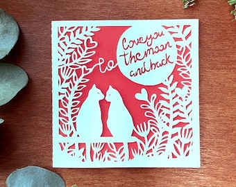 Cat Love Anniversary Card SVG: To The Moon and Back (Digital Download)