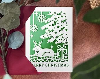 cat christmas card svg, merry cat svg, Christmas cricut card ,instant Digital Download