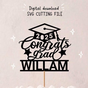 2025 卒業おめでとう トッパー SVG、卒業ケーキ トッパー SVG、卒業パーティー SVG、デジタル ダウンロード