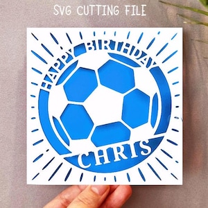 Cartão de Feliz Aniversário de Futebol SVG, Arquivos de Corte de Futebol para Cricut, Download Digital instantâneo