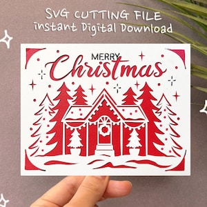 tarjeta de casa de navidad svg, tarjeta de alegría de cricut de navidad, tarjeta de invierno svg, tarjeta de casa svg, descarga digital