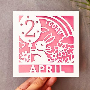 Personalisierte 2.Geburtstagskarte SVG, Mädchen Geburtstagskarte svg, Schneidedatei für Cricut, sofortiger digitaler Download