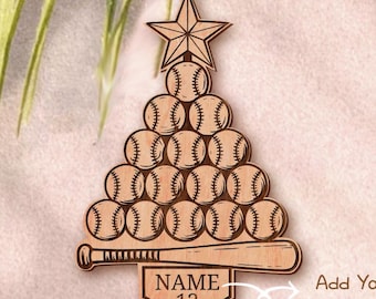 Christmas Baseball Ornament SVG: christmas Laser Cut (Digital Download)