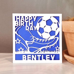 Personalised soccer Card SVG , soccer Birthday Card svg , Cutting Files for Cricut , instant Digital Download