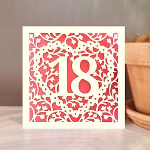Tarjeta de 18 años svg, Tarjeta de cumpleaños 18 cricut, Tarjeta de 18 aniversario svg, Plantilla de corte de papel, Descarga digital