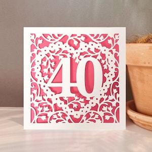 age 40 card svg, 40th Birthday Card  cricut,  40th Anniversary  card svg, Papercut Template, Digital Download