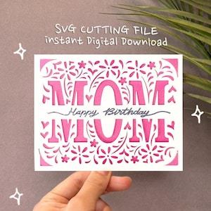 tarjeta de cumpleaños de mamá svg, feliz cumpleaños tarjeta de mamá svg, tarjeta de cumpleaños Cricut Joy SVG, Descarga digital