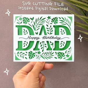 Tarjeta de cumpleaños para papá de plantas (SVG), Tarjeta de cumpleaños para papá amante de las plantas (SVG), Tarjeta de cumpleaños Cricut Joy (SVG), Descarga digital
