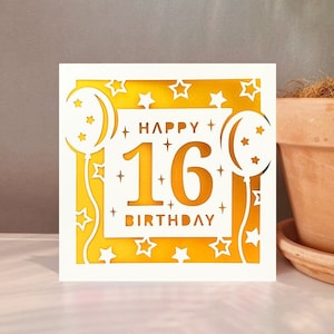 16. Geburtstag Karte svg, 16. Geburtstag Karte, 16 Jahre Karte SVG-Datei für Cricut, Digital Download
