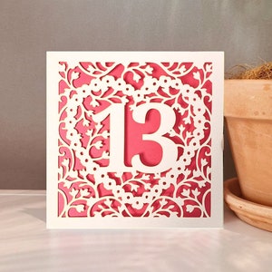 Alter 13 Karte svg, 13.Geburtstagskarte Cricut, 13. Jahrestag Karte svg, Papierschnitt-Vorlage, digitaler Download