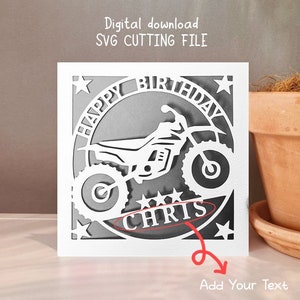 Tarjeta de cumpleaños de moto SVG, motocicleta CUMPLEAÑOS svg, Trail Moto cricut, Descarga digital