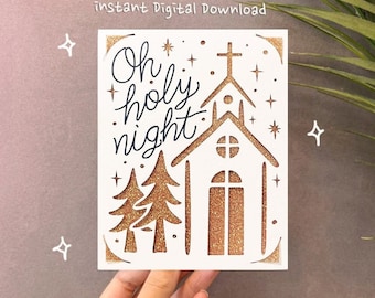 Oh Holy Night julkort SVG-mall, Cricut Joy (digital nedladdning)