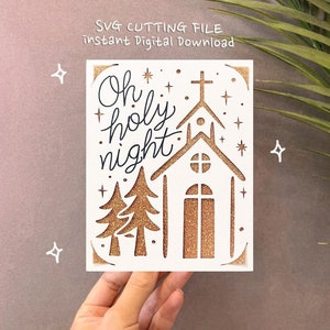 Carte svg oh sainte nuit, carte de Noël svg, oh sainte nuit Cricut Joy, carte du Christ, modèle de carte SVG, téléchargement numérique instantané