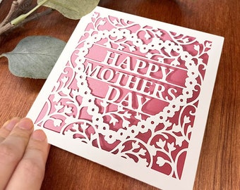 Mother's Day Card SVG: Paper Cut Template (Digital Download)