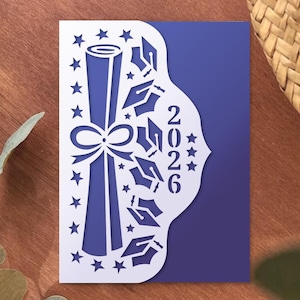 Cartão de convite para formatura de 2026 svg, Cartão de formatura dobrável SVG, Arquivos de corte Cricut 2026, Download digital