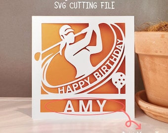 Golf Geburtstagskarte svg, personalisierte Karte svg, Cricut Geburtstagskarte, sofortiger digitaler Download