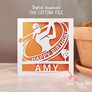 golf birthday card svg, Personalised card svg, cricut birthday card,  instant Digital Download
