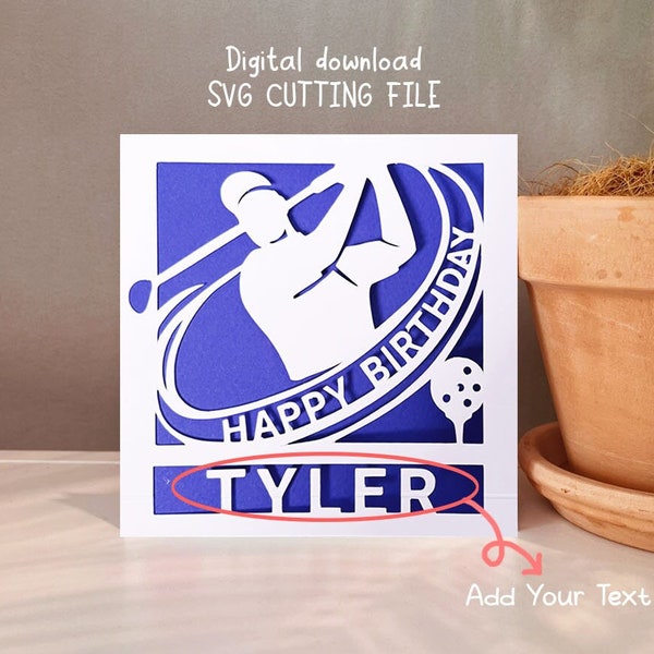 golf man birthday card svg, Personalised golf card svg, cricut birthday card, instant Digital Download