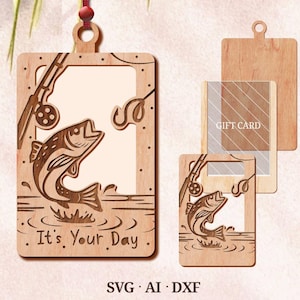 vissen cadeaukaarthouder svg, vaderdag cadeaukaart hoder, vader verjaardag cadeaukaarthouder svg, laser hout cadeaukaarthouder, digitale download