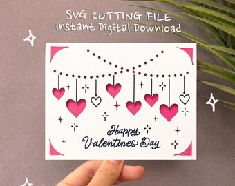 heart Valentines day card svg, Valentine’s Day insert card, Draw and cut,Cricut Joy valentines , Digital download