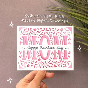 Cartão de inserção svg para o Dia das Mães, cartão de mãe svg, cartão svg para o Dia das Mães Cricut Joy, download digital