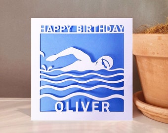 Swimming Birthday Card SVG,  Birthday Card for Swimmer SVG, cricut swimming card, instant Digital Download