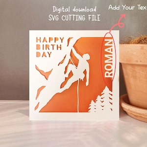Carte d'anniversaire grimpeur SVG, svg de carte grimpeur personnalisé, carte pour grimpeur cricut, téléchargement numérique