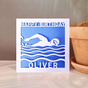 Schwimmen Geburtstagskarte SVG, Geburtstagskarte für Schwimmer SVG, Cricut Schwimmen Karte, sofortiger digitaler Download