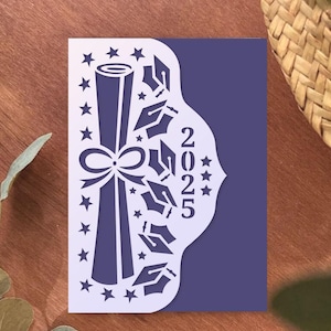 Tarjeta de invitación de graduación 2025 (SVG), tarjeta plegable de graduación (SVG), archivos de corte 2025 (Cricut), descarga digital