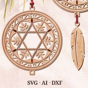 Svg suncatcher de Hanoucca, étoile de David, svg ornement de Hanoucca, réutilisation de DVD sur CD, suspension d'art Svg, téléchargement numérique