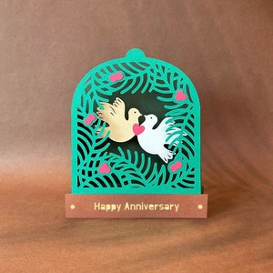 pair of birds Pop up card , 3d anniversary card svg  , valentines day card svg, Card Template SVG instant Digital Download