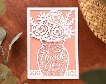 Plantilla SVG de tarjeta de agradecimiento floral: Archivo de corte Cricut (descarga digital)