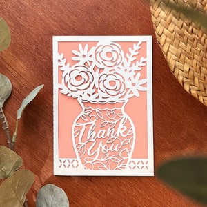 Danke-Karte SVG, Blumenkarte SVG-Vorlage, Cricut Danke-Karte, Kartenvorlage SVG Sofortiger digitaler Download
