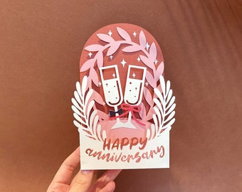 anniversary Pop up card / Paper craft svg  / 3d card svg /Card Template SVG instant Digital Download