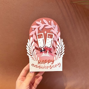 anniversary Pop up card / Paper craft svg / 3d card svg /Card Template SVG instant Digital Download