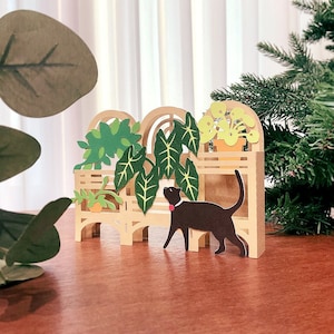 plantes étagère pop up carte, 3D Papercut carte svg, chat amoureux cadeau svg, fichier de carte cricut, modèle de carte SVG téléchargement numérique instantané