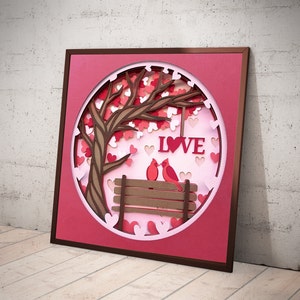 Love Tree Shadow Box SVG: Anniversary Cardstock Template (Digital Download)