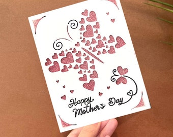 Carte papillon fête des mères svg, carte de fête des mères cricut, joie de la carte de maman, téléchargement numérique
