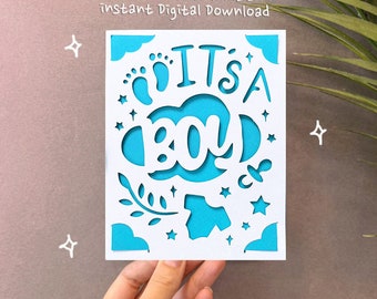It's a Boy Card SVG Template: Cricut Joy, New Baby (Digital Download)