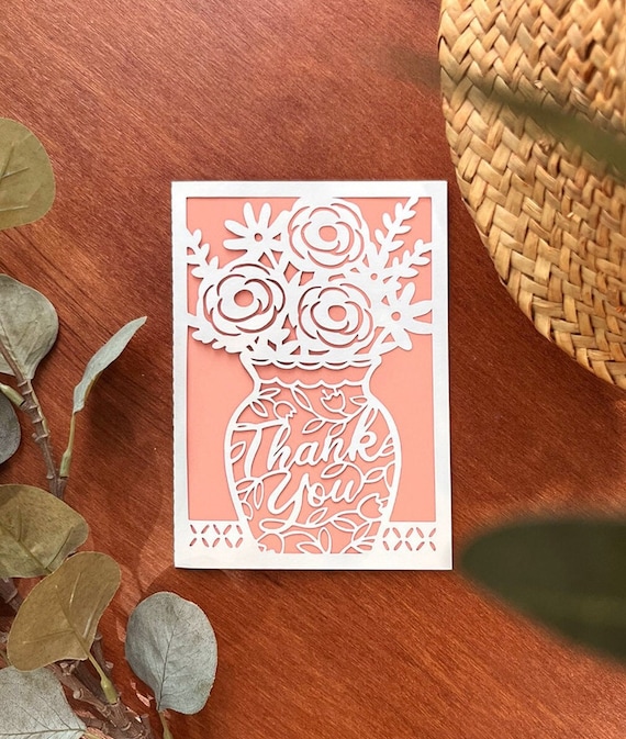 Floral Thank You Card SVG Template: Cricut Cut File (Digital Download)