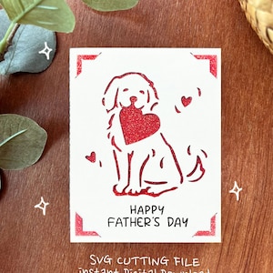 Carte de fête des pères chien svg, svg de carte papa chien, fête des pères chien cricut joie, fichiers pour la joie Cricut, téléchargement numérique instantané
