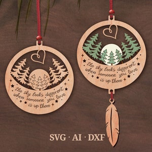 Atrapasueños conmemorativo El cielo se ve diferente svg, reutilización de DVD, CD, adorno navideño conmemorativo, adorno conmemorativo SVG, descarga digital