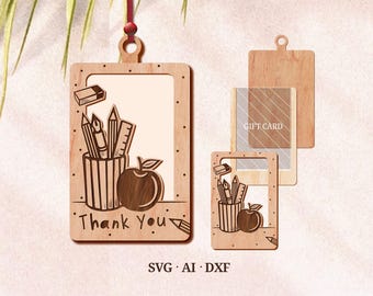 Teacher Gift Card Holder Ornament SVG, Apple Design (Digital Download)