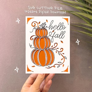 Bonjour automne carte svg, svg carte de Thanksgiving, Cricut Joy Fall carte SVG, automne Cricut Joy, téléchargement numérique instantané, fichiers Cricut